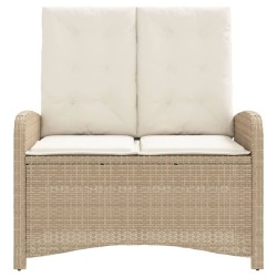 Banc inclinable de jardin avec coussins beige résine tressée 