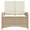 Banc inclinable de jardin avec coussins beige résine tressée 