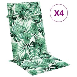 Coussins de chaise à dossier haut lot de 4 modèle de feuille 