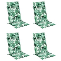Coussins de chaise à dossier haut lot de 4 modèle de feuille 