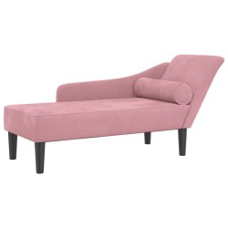 Chaise longue avec coussins rose velours 