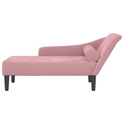 Chaise longue avec coussins rose velours 