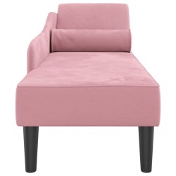 Chaise longue avec coussins rose velours 