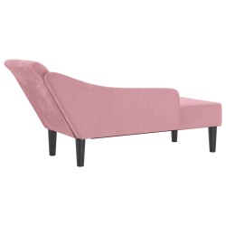 Chaise longue avec coussins rose velours 