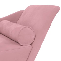 Chaise longue avec coussins rose velours 