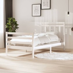 Cadre de lit sans matelas blanc bois massif 100x200 cm 