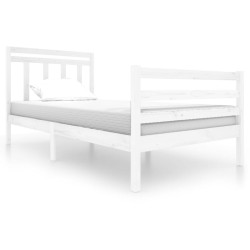 Cadre de lit sans matelas blanc bois massif 100x200 cm 