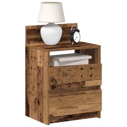Table de chevet avec 2 tiroirs vieux bois 40x33x60 cm 