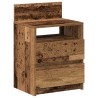 Table de chevet avec 2 tiroirs vieux bois 40x33x60 cm 