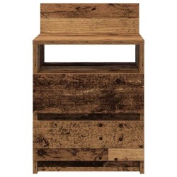 Table de chevet avec 2 tiroirs vieux bois 40x33x60 cm 