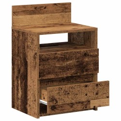Table de chevet avec 2 tiroirs vieux bois 40x33x60 cm 