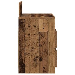 Table de chevet avec 2 tiroirs vieux bois 40x33x60 cm 