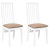 Chaises à manger coussins 2 pcs blanc bois massif caoutchouc 