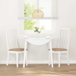 Chaises à manger coussins 2 pcs blanc bois massif caoutchouc 