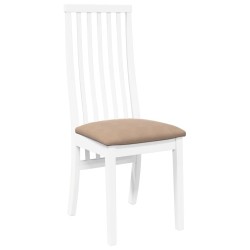 Chaises à manger coussins 2 pcs blanc bois massif caoutchouc 