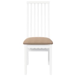 Chaises à manger coussins 2 pcs blanc bois massif caoutchouc 