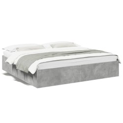 Cadre de lit sans matelas gris béton 200x200 cm 