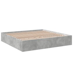 Cadre de lit sans matelas gris béton 200x200 cm 
