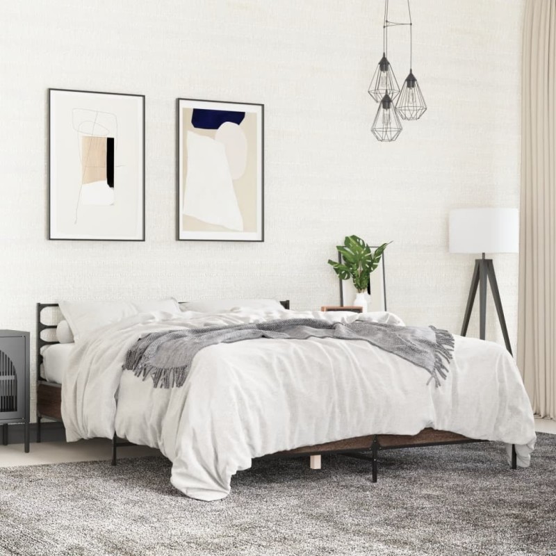 Cadre de lit sans matelas chêne marron 150x200 cm 