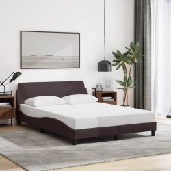 Cadre de lit sans matelas marron foncé 140x200 cm tissu 