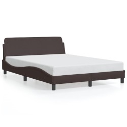 Cadre de lit sans matelas marron foncé 140x200 cm tissu 