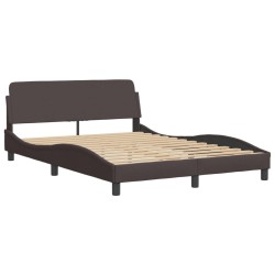 Cadre de lit sans matelas marron foncé 140x200 cm tissu 