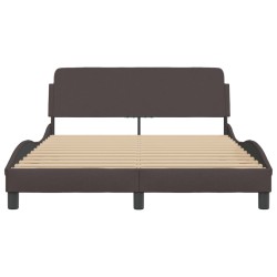 Cadre de lit sans matelas marron foncé 140x200 cm tissu 