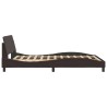 Cadre de lit sans matelas marron foncé 140x200 cm tissu 