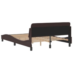 Cadre de lit sans matelas marron foncé 140x200 cm tissu 