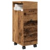 Meuble étroit de salle de bain à roulettes vieux bois 