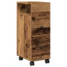 Meuble étroit de salle de bain à roulettes vieux bois 