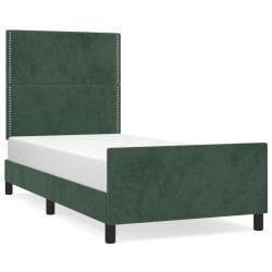 Cadre de lit sans matelas vert foncé 100x200 cm velours 