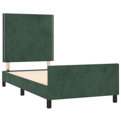 Cadre de lit sans matelas vert foncé 100x200 cm velours 