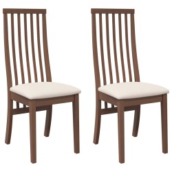Chaises à manger coussins 2 pcs marron bois massif caoutchouc 