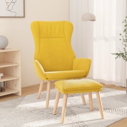 Chaise de relaxation avec repose-pied Jaune moutarde Tissu 
