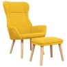 Chaise de relaxation avec repose-pied Jaune moutarde Tissu 