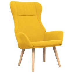 Chaise de relaxation avec repose-pied Jaune moutarde Tissu 