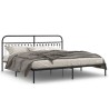 Cadre de lit métal sans matelas avec tête de lit noir 200x200cm 