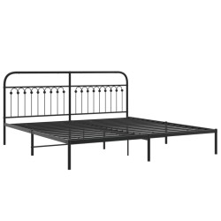 Cadre de lit métal sans matelas avec tête de lit noir 200x200cm 