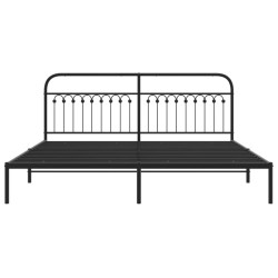 Cadre de lit métal sans matelas avec tête de lit noir 200x200cm 