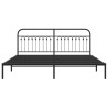 Cadre de lit métal sans matelas avec tête de lit noir 200x200cm 