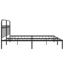 Cadre de lit métal sans matelas avec tête de lit noir 200x200cm 