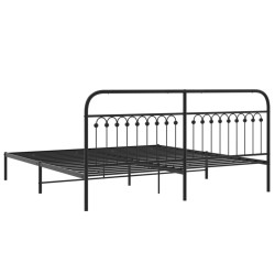 Cadre de lit métal sans matelas avec tête de lit noir 200x200cm 