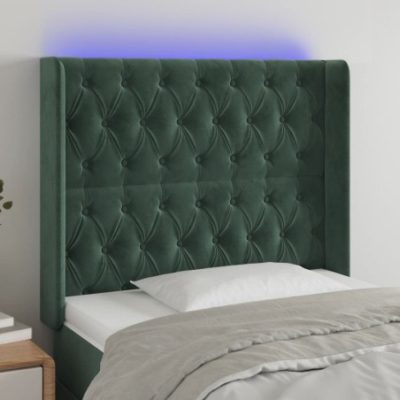 Tête de lit à LED Vert foncé 103x16x118/128 cm Velours 