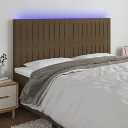 Tête de lit à LED Marron foncé 180x5x118/128 cm Tissu 