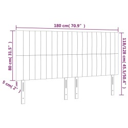 Tête de lit à LED Marron foncé 180x5x118/128 cm Tissu 
