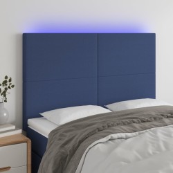 Tête de lit à LED Bleu 144x5x118/128 cm Tissu 