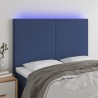 Tête de lit à LED Bleu 144x5x118/128 cm Tissu 