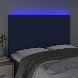 Tête de lit à LED Bleu 144x5x118/128 cm Tissu 