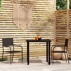 Ensemble à manger de jardin 3 pcs Noir 